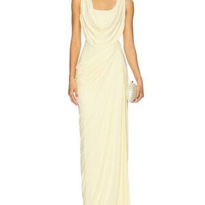 Draped Sleeveless Maxi Gown in Cream